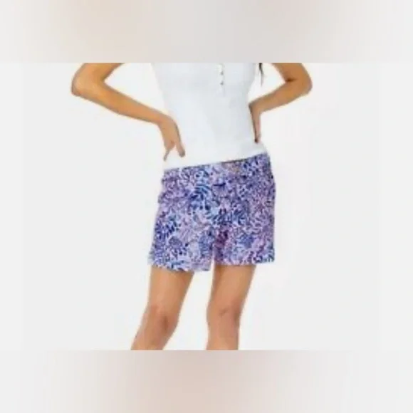 Lilly Pulitzer Jayne Knit short in high tide good vibes seashell coral print 6 - Picture 3 of 6